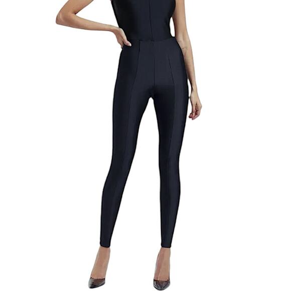 Good American Black Shine Compression Skinny Leggings - Picture 1 of 5